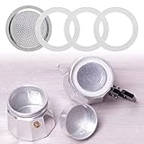 Espressokocher Dichtung, Dichtungsring Für Espressokocher, Silikondichtungsring, Filter, Ersatz Dichtungsringe Und Filter Für Espresso Kocher, Für 1 Tassen, 3 Dichtungen Und 1 Platte, 4 Pcs