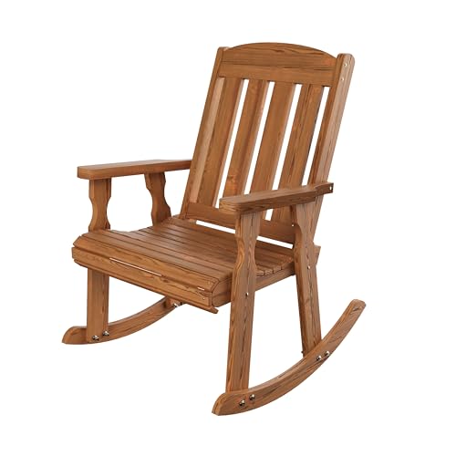 Image of Amish Heavy Duty 600 Lb Mission Pressure Treated Rocking Chair (Oak Stain)