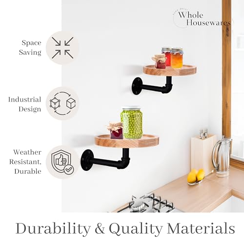 Whole-HOUSEWARES-Pipe-Shelf-with-Round-Floating-Shelves-Set-of-2-Rustic-Industrial-Style-with-Metal-Pipe-Brackets-71-x-33-Inches-Stylish-Wall-Mounted-Storage-for-Home-Decor Whole HOUSEWARES Pipe Shelf with Round Floating Shelves Set of 2 Rustic Industrial Style with Metal Pipe Brackets 71 x 33 Inches Stylish Wall Mounted Storage for Home Decor