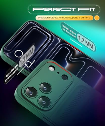 Image of WOW IMAGINE Ultimate Silicone Back Cover Case for iPhone 17 Pro | Heat Dissipation Thin Soft TPU | 360 Camera Protection | Breathable Cooling Holes - Forest Green