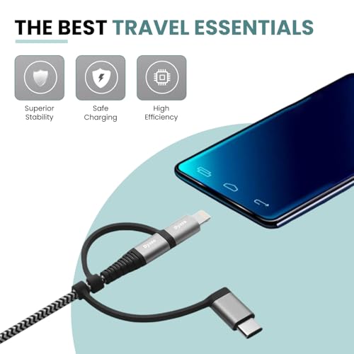 Image of 3 in 1 Universal Fast Charging Cable | Multi USB Charger Cord with Type C, Micro USB & Lightning Connectors | Nylon Braided Cable for Smartphones, Tablets & Devices - 3 Year Warranty (1.2M)