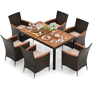 GIANTEX Rotan tuinmeubelset, zitgroep tuin lounge 8 stoelen met tafel, rotan lounge meubels outdoor, terrasmeubelen balkonmeubelset voor 8 personen