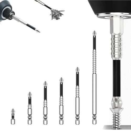 High Magnetic Screwdriver Drill Bit, Strong Magnetic Durability Screwdriver Drill Bit Set, Anti-Slip Magnetic Electric Screwdriver Set, Electric Precision Screwdriver Set, 25 50 65 70 90 150mm (6pcs)