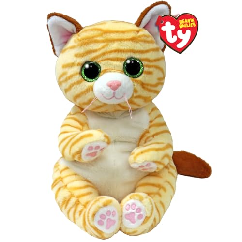 Ty Mango Katze Beanie Bellies Medium 24cm - Quetschbare Beanie Baby Weiche Pluschtiere - Sammelbares Kuscheliges Stofftier