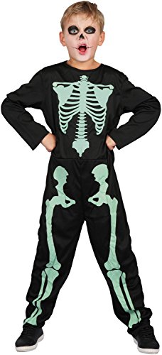 U LOOK UGLY TODAY Boys Halloween Costume Kids Jumpsuit Skeleton Cosplay Child's Dress Up Costumes Party (Small, Skeleton-Glow in The Dark)
