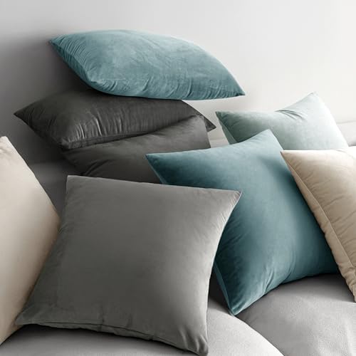 Image of MIULEE Pack of 2, Velvet Soft Soild Decorative Square Throw Pillow Covers Set Cushion Cases Pillowcases for Sofa Bedroom Car18 x 18 Inch 45 x 45 Cm