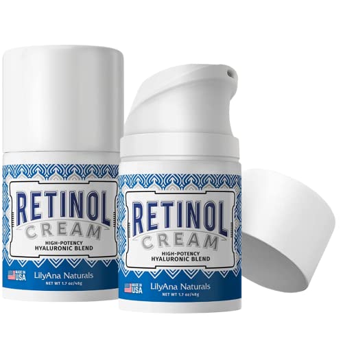 LilyAna Naturals Retinol Cream for Face - Made in USA, Retinol Cream, Anti Aging Cream, Retinol Moisturizer for Face and Neck, Wrinkle Cream for Face, Retinol Complex - 1.7oz - 2 Pack