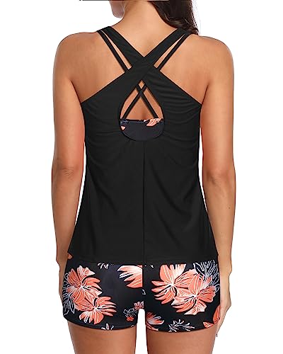 Image of Holipick 3 Piece Tankini Swimsuits for Women Tummy Control Bathing Suits Swim Tank Top with Bra Boy Shorts Teen Swimwear 2026