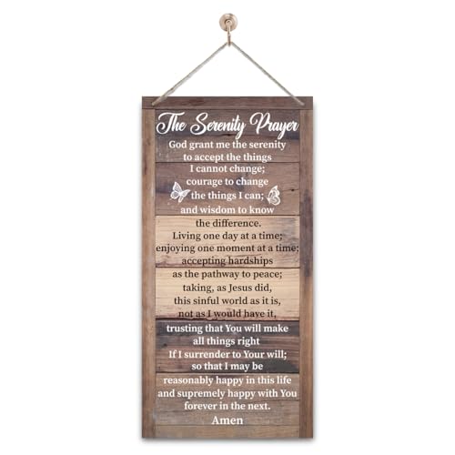 Christian Decor The Serenity Prayer Hanging Sign Decorative Wall Plaque Rustic Farmhouse Door Sign Inspirational Hanging Wood Sign Family Sign Christian Home Wall Decor Bedroom Decor