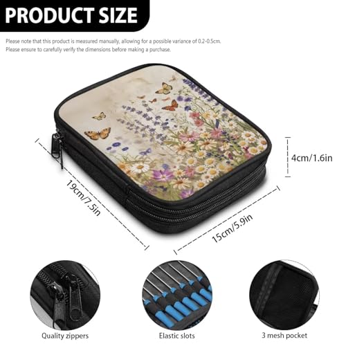 Image of Butterfly Crochet Hook Case Portable Floral Knitting Needle Case without Hooks and Accessories Empty for Airports and Parks