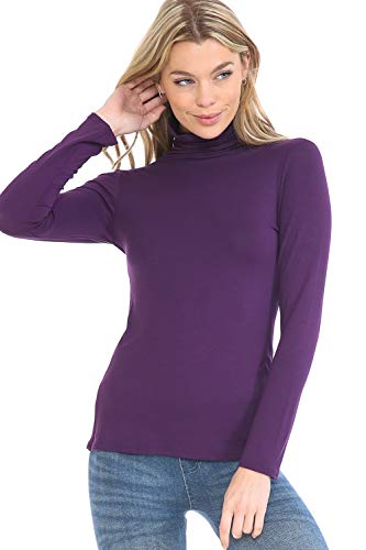 Image of Women's Lightweight Long Sleeve Turtleneck Top Pullover Sweater (S-3XL)