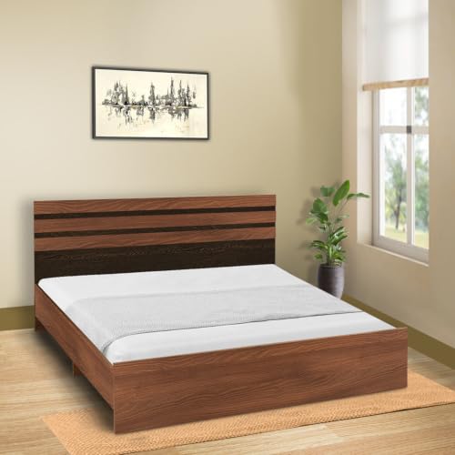 Image of DELITE KOM Cocoa Engineered Wood Queen Without Box Bed (Finish Color Acacia Dark Delivery Condition Knockdown)