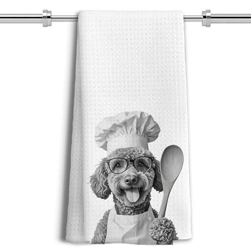 LUKIPOM Funny Goldendoodle Dog Kitchen Towels, Goldendoodle Golden Doodle Gifts