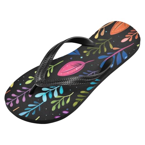Womens Flip Flops Color Leaves SummerNon-Slip Casual Beach Slippers Rubber Sandals214B3225