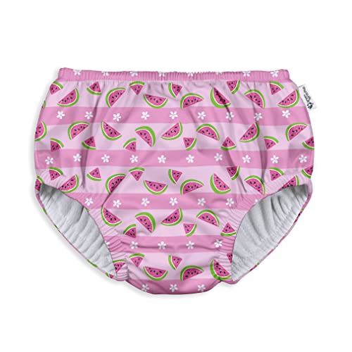 Image of green sprouts baby girls Pull-up Reusable and Toddler Swim Diaper, Light Pink Watermelon Stripe, 6-12 Month US