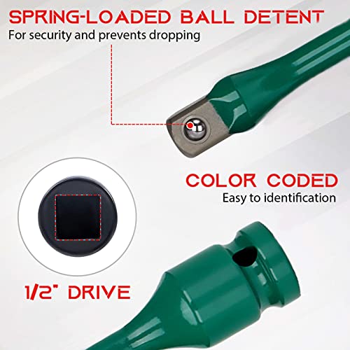 Image of 1 /2 inch Drive Torque Limiting Extension Bar, 8 Inch Color-Coded CR-MO Torque Sticks 65ft-lbs for Locking Lug Nuts