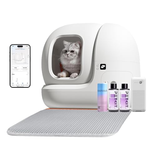 PETKIT Self Cleaning Cat Litter Tray, PURA MAX Automatic Cat Litter Tray with PURA AIR, 76L Large Capacity, Odor Control, APP Control xSecure Robot Litter Box for Multiple Cats with Mat and Liners