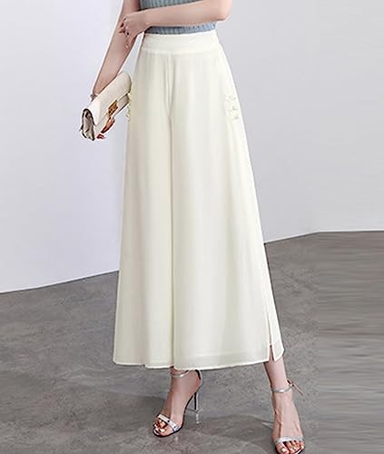 Femiserah Women's High Waist Chiffon Wide Leg Long Palazzo Pants Casual Flowy Business Trousers2