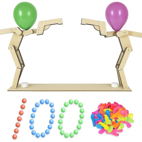 ヘッドショットウッドボット バルーン戦略ボードゲーム 楽しい木製の射撃パペットバルーンゲーム 手作りの操り人形が100バルーンでボードを強打し インタラクティブな創造的な射撃バトルパーティー戦略ボード ポップ 2人用 木製ロボットバトル パーティーゲーム