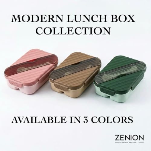 Image of Lunch Box, Air-Tight & Leakproof Plastic Tiffin Box for Kids & Adults, Lunch Box with Fork and Spoon, Multicolor