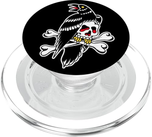 Raven x Skull and Crossbones Traditional Tattoo Flash PopSockets PopGrip