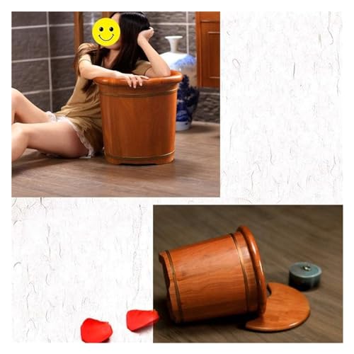 Tina de madera para pies con rueda y tapa miniatura 4