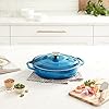 Lodge 3.6 Quart Enameled Cast Iron Casserole with Lid – Dual Handles – Oven Safe up to 500° F or on Stovetop - Use to Marinate, Cook, Bake, Refrigerate and Serve – Cornflower Blue #3