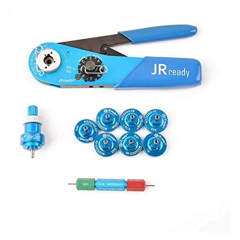 JRready Four Indent Crimp Tool Kit,YJQ-W1A Crimper+Seven Positioners+G125 Go-NoGo Gage for Wire/Cable Contact/pin/Socket/Terminal Crimping in Connector Cover