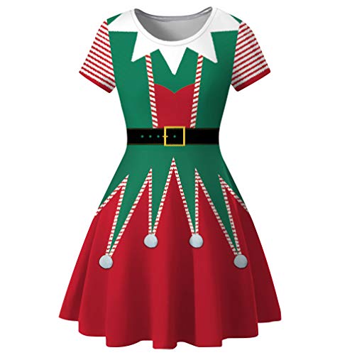 Ainuno Ugly Christmas Dress for Women Red Green Print Holiday Dresses for Xmas