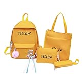 👛Moda Simple Sets de Mochila Escolares 4 en 1: Mochila +Bolso Bandolera+Billetera+Bolso de Pluma