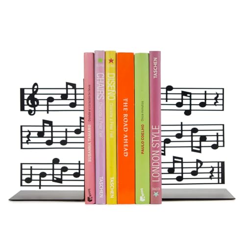 Balvi Sujetalibros Musik Color Negro Un Pentagrama Llevado a Soporte de Libros Metal