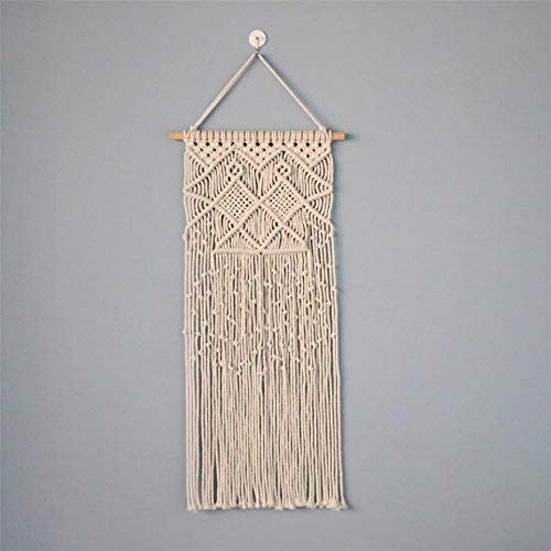 Tapisserie murale macramé avec pompon et corde de coton pour décoration murale de salon
