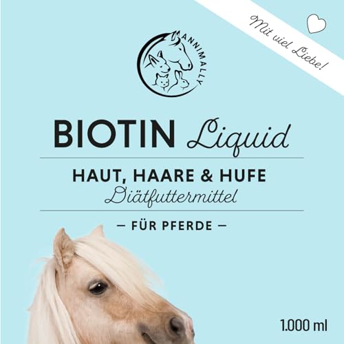 Annimally Pferd Biotin Zink Liquid 1000ml - Pflege für Haut, Haare & Hufe für Pferde - Biotin, Zink und MSM flüssig für EIN gesundes Fell - Fellpflege & Hufpflege für Pferde