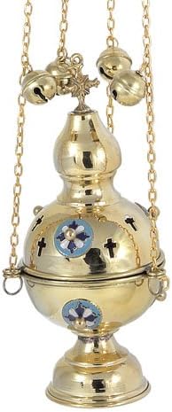 High Polished Brass Christian Church Thurible Incense Burner Censer (9781 B)