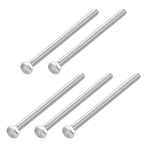 Image of METALLIXITY Hex Bolts (M6-1x120mm) 5Pcs, 304 Stainless Steel Coarse Fully Threaded Hex Head Screw Bolt Machine Screws - for Furniture Repair, Silver