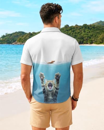 Image of 99TIMORO Fathers Film Button Down Shirt for Men, Funny Hawaiian Short Sleeve Top, Summer Beach Gifts