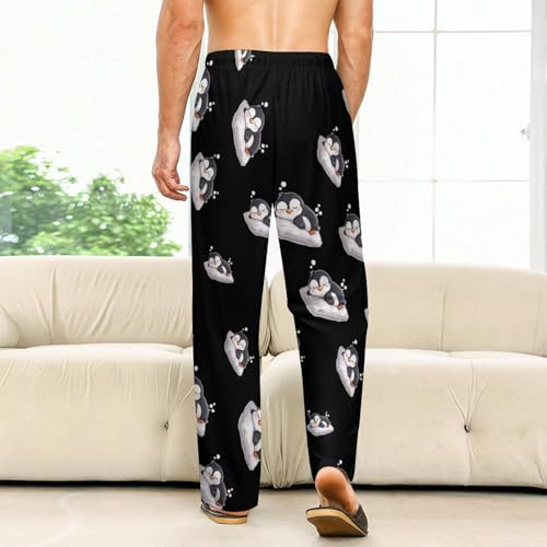 Cute Penguin Sleeping Pajama Pants with Pockets Print Loungewear Bottoms Soft Sleep Pants for Men Women2