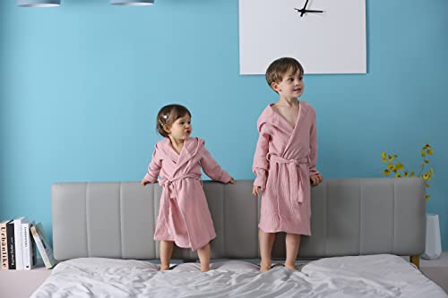 Image of TADO MUSLIN Organic Cotton Toddler Bathrobe, Soft and Breathable Baby Robe for Kid, Boy& Girl Hooded Robe Muslin