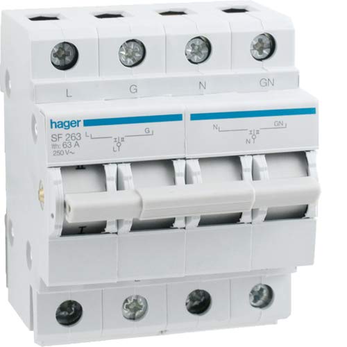 HagerModular Switch 2-pin 63A Together at The top i-0-ii 4M