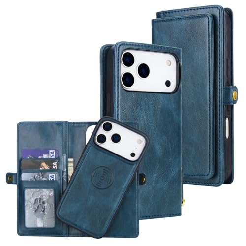 Étui iPhone 17 Pro Max bleu foncé résistant avec rangements