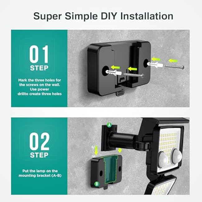 Solar Outdoor Lights 4 Heads Flood Wall Light