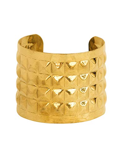Image of Touchstone Indian Bollywood Desire Brass Base Exotic Workmanship Free Size Cuff Bracelet in Antique Gold Or White Or Copper Tone for Women.