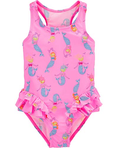 Osh Kosh Girls' One-Piece Swimwear, Pink Mermaids, 3T