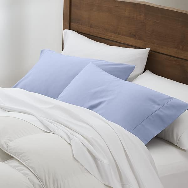 Cuddledown Easy Care Pillowcase Set | 100% Cotton | Premium Quality | Ultra Soft Sateen Weave | Breathable | King | Sea Spray