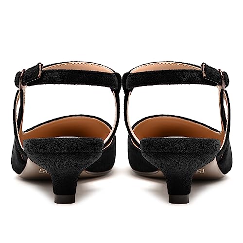 NUMALEO Womens Dress Suede Fashion Ankle Strap Pointed Toe Wedding Buckle Kitten Low Heel Pumps Shoes 1.5 Inch4