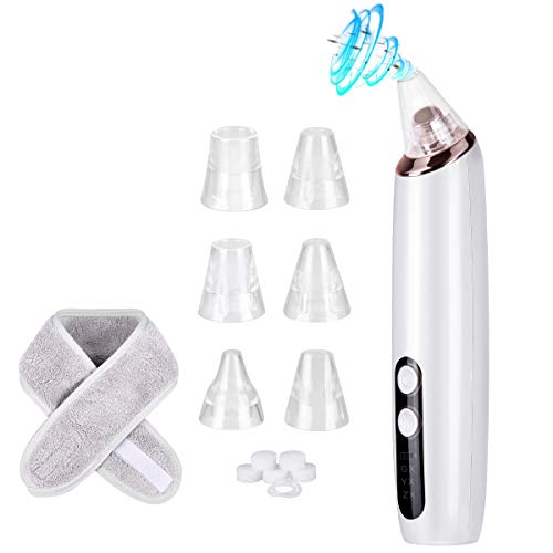Preisvergleich Produktbild WACCET Mitesserentferner Porenreiniger Elektrisch Mitesser entferner Porensauger mit 6 Austauschbaren Reinigungsaufsätzen, Wiederaufladbarer Mitesser Sauger Porenreiniger mit LCD-Anzeige, Haarband