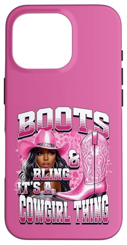 Boots & Bling Its a Cowgirl Thing Cowgirl Melanin Rodeo �X�}�z�P�[�X iPhone 16 Pro �p