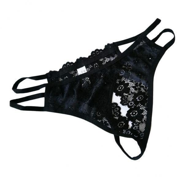 velura Club Bollywood® 3xStretch Lace Open Front G String T Back Thong Underwear Panties Black-picture-15