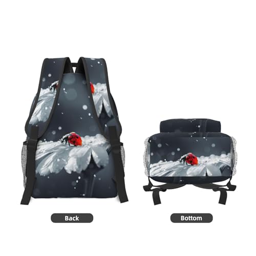 Mochila para laptop con margaritas y mariquitas bolso de viaje negro de cabina unisex 3