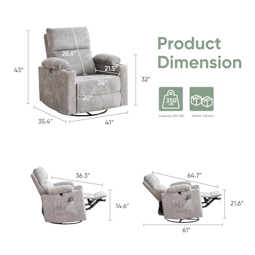 Sillón reclinable con masaje Chenille Gris miniatura 2